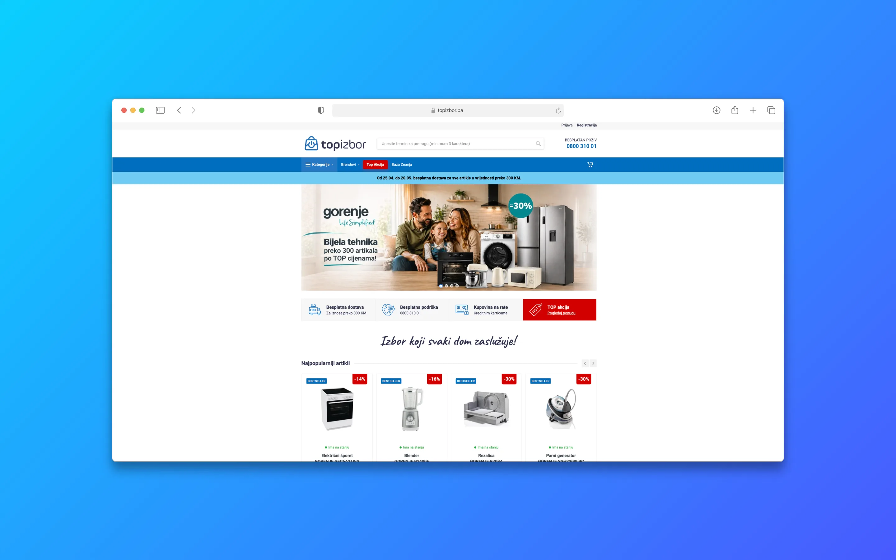 Top Izbor — eCommerce web shop sa integrisanim plaćanjima i dostavom